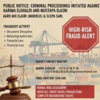 PUBLIC NOTICE: Criminal Proceedings Initiated Against Karima Elghalid and Mustapha Elasri of AGRO MIX ELASRI (Morocco)