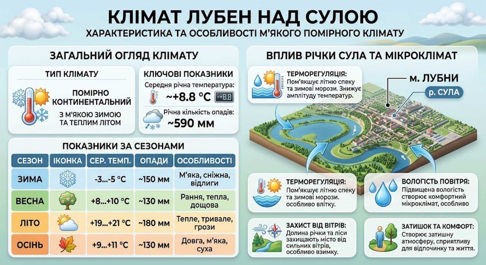 Лубни над Сулою: м’який клімат лівобережного лісостепу